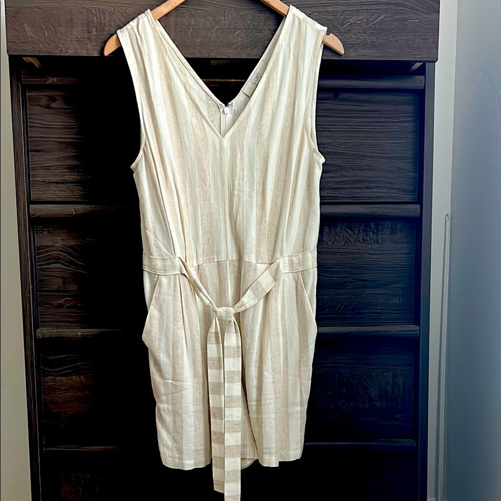 Cream Striped Sleeveless Romper